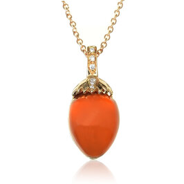 Zlatý náhrdelník Moraglione 1922 s oranžovým achátom, smoky quartzom, perleťou a diamantmi
