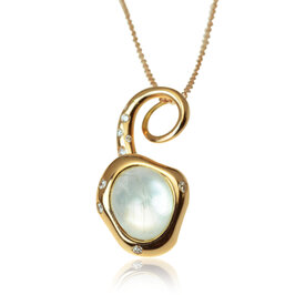 Zlatý náhrdelník Moraglione 1922 s rutile quartzom, prírodnou perleťou a diamantmi