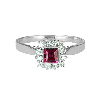 Zlatý prsteň s rubínom a diamantmi Zlatý prsteň s rubínom a diamantmi