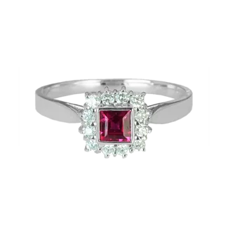 Zlatý prsteň s rubínom a diamantmi Zlatý prsteň s rubínom a diamantmi